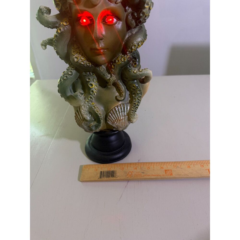 Medusa Bust Statue Gothic Greek  Decor LED Eyes | Halloween Display | 14" - Picture 8 of 8